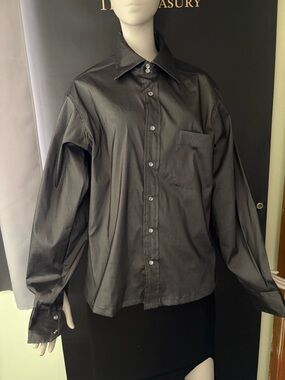 Smythe Black Satin-Look Button Down Shirt